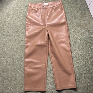 Wilfred Tan Straight Leg Women Faux Leather Jeans